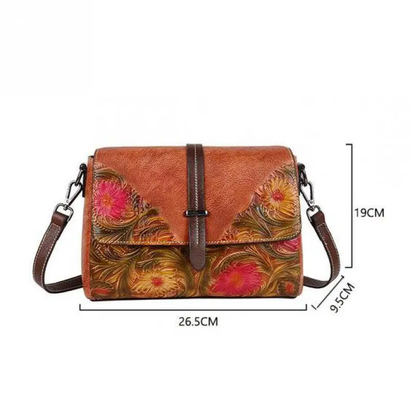 Vintage Leather Crossbody Bag for Women Genuine Leather Small Shoulder Bag Handmade Embossed Luxury Messenger Purse