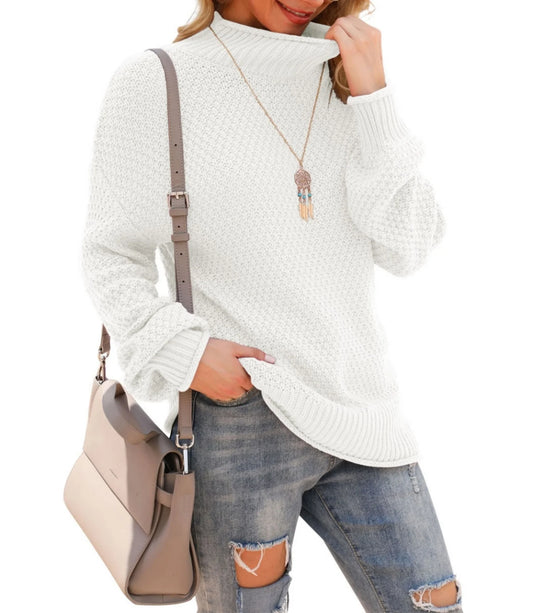Women'S Turtleneck Oversized Sweaters Batwing Long Sleeve Pullover Loose Chunky Knit Jumper