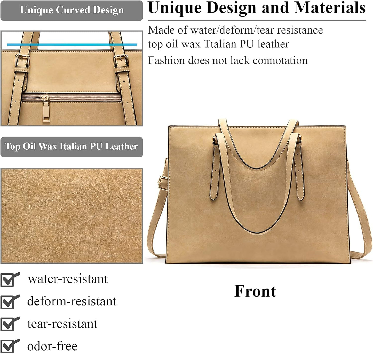  Bag for Women 15.6 Inch Laptop Tote Bag Leather Classy Computer  Waterproof 