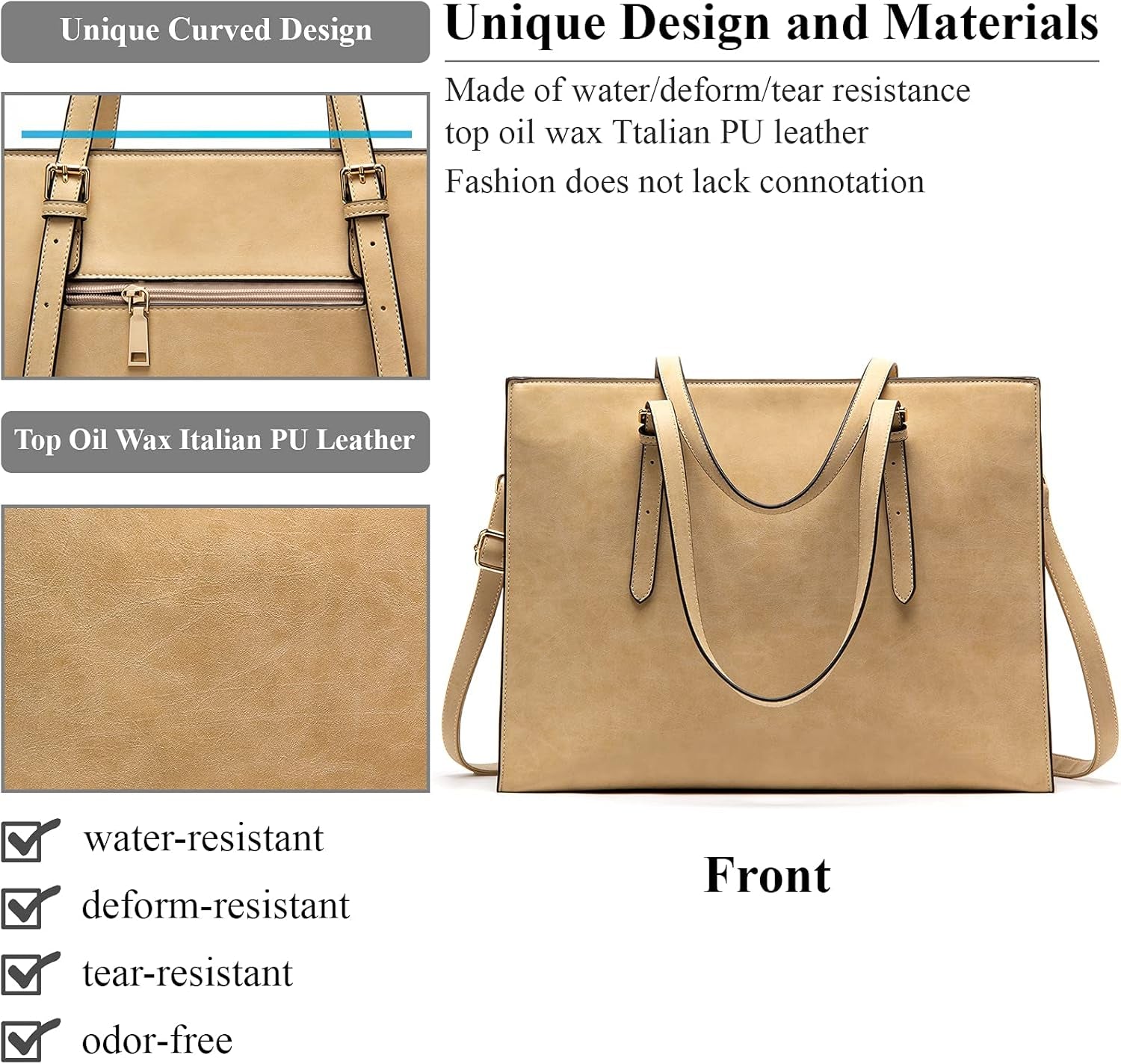  Bag for Women 15.6 Inch Laptop Tote Bag Leather Classy Computer  Waterproof 