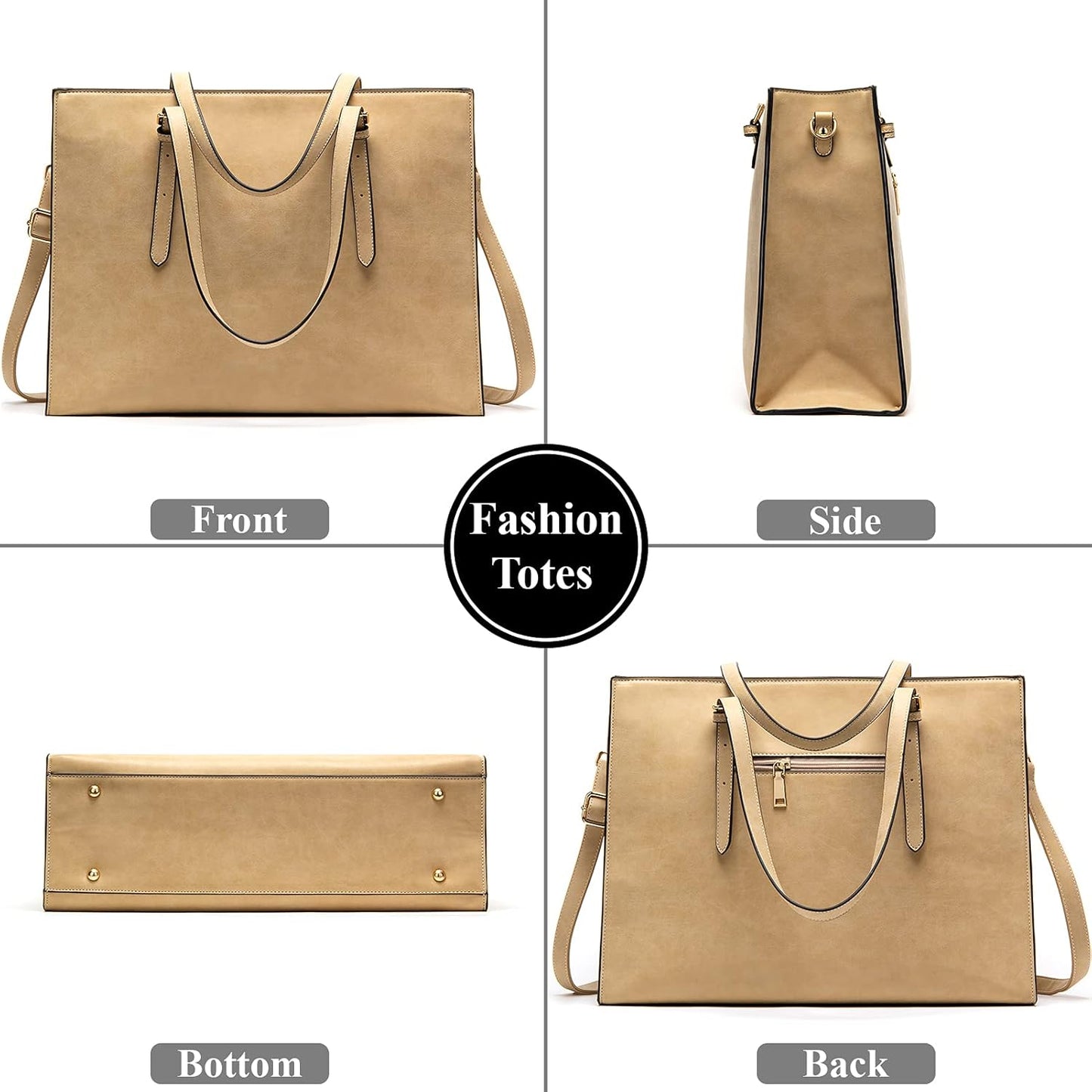 Laptop Bag for Women 15.6 Inch Laptop Tote Bag Leather Classy Computer Briefcase for Work Waterproof Handbag Professional Shoulder Bag Women Business Office Bag